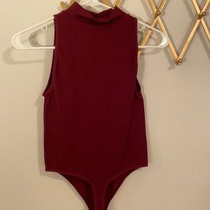 Maroon High Neck Bodysuit